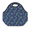 Cute Green Alien UFO Print Neoprene Lunch Bag