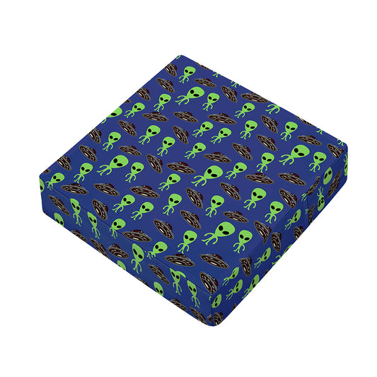 Cute Green Alien UFO Print Outdoor Seat Cushion Cover