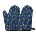 Cute Green Alien UFO Print Oven Mitts