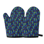 Cute Green Alien UFO Print Oven Mitts