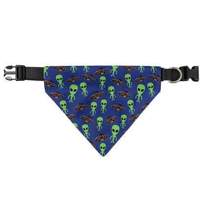Cute Green Alien UFO Print Over The Collar Dog Bandana