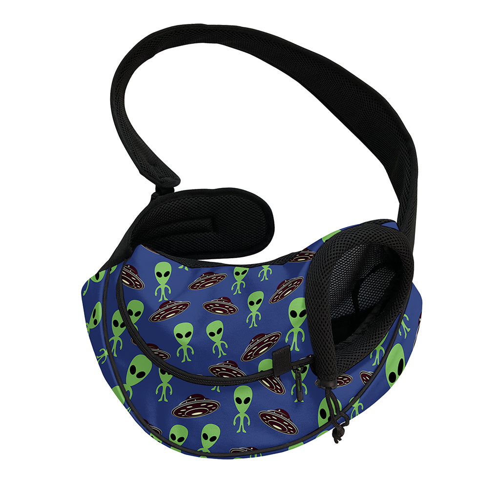 Cute Green Alien UFO Print Pet Sling Carrier