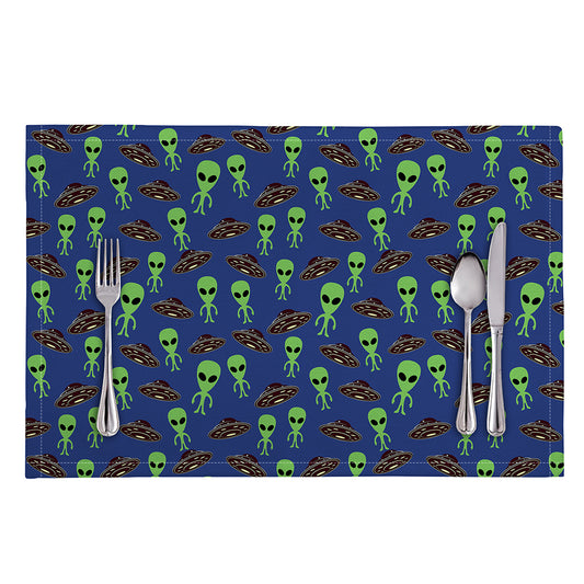 Cute Green Alien UFO Print Placemat
