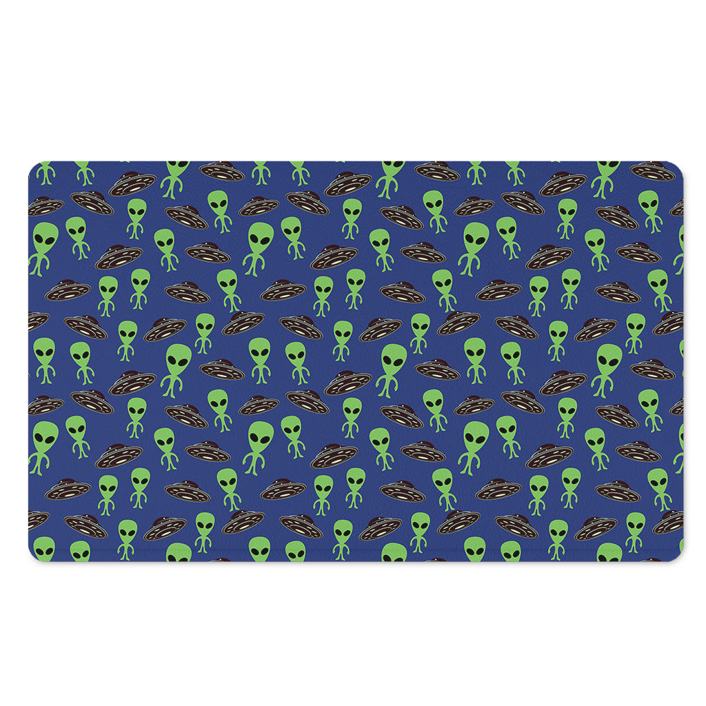 Cute Green Alien UFO Print Polyester Doormat