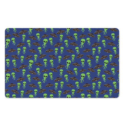 Cute Green Alien UFO Print Polyester Doormat