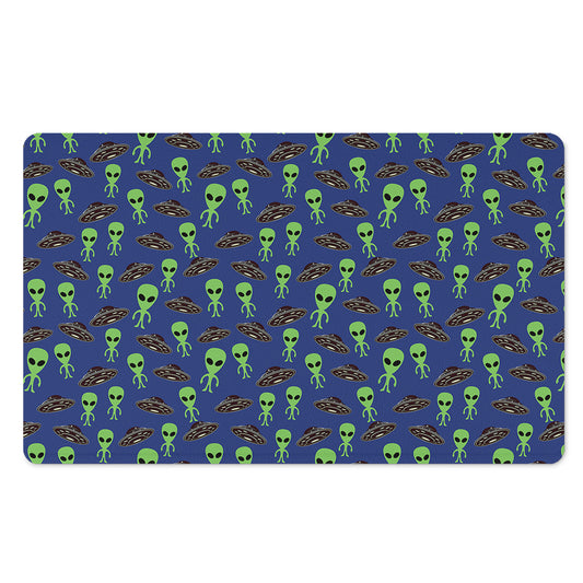 Cute Green Alien UFO Print Polyester Doormat
