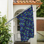 Cute Green Alien UFO Print Polyester Flag