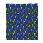 Cute Green Alien UFO Print Polyester Shower Curtain