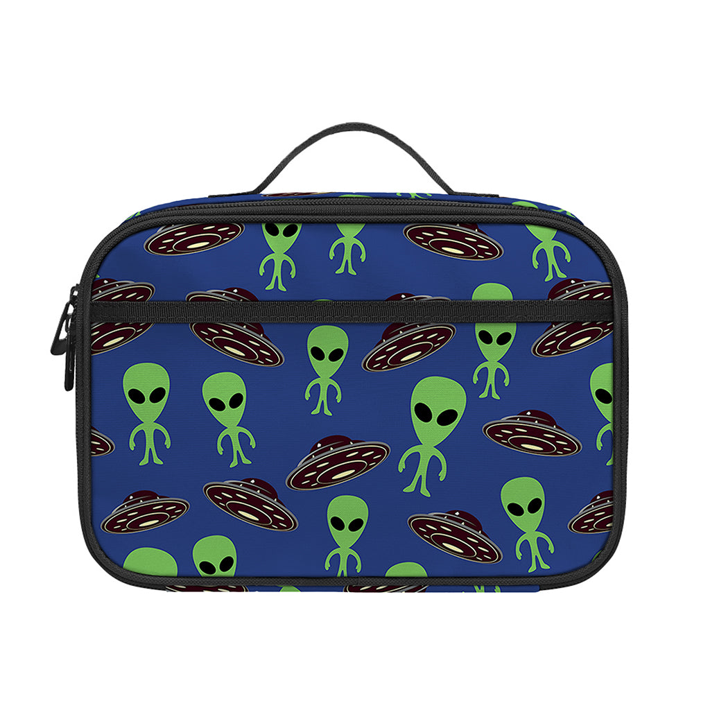 Cute Green Alien UFO Print Portable Lunch Bag