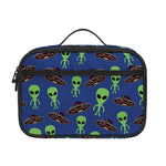 Cute Green Alien UFO Print Portable Lunch Bag