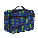 Cute Green Alien UFO Print Portable Lunch Bag