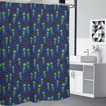 Cute Green Alien UFO Print Premium Shower Curtain