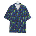 Cute Green Alien UFO Print Rayon Hawaiian Shirt