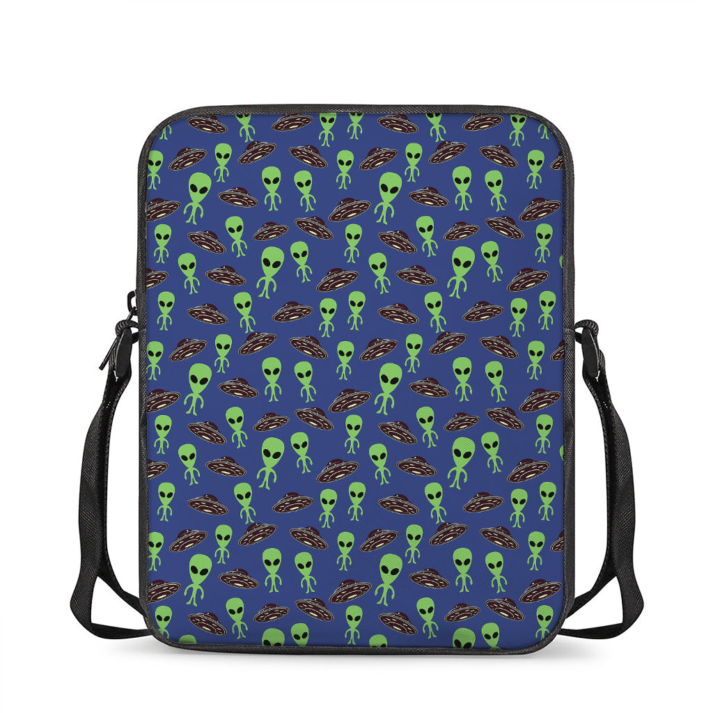 Cute Green Alien UFO Print Rectangular Crossbody Bag