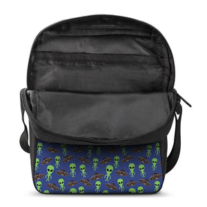 Cute Green Alien UFO Print Rectangular Crossbody Bag