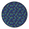 Cute Green Alien UFO Print Round Floor Mat