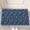 Cute Green Alien UFO Print Rubber Doormat