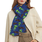Cute Green Alien UFO Print Scarf
