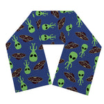 Cute Green Alien UFO Print Scarf