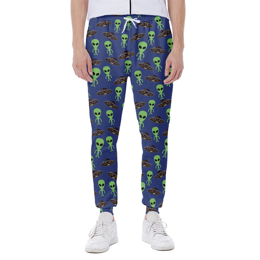 Cute Green Alien UFO Print Scuba Joggers