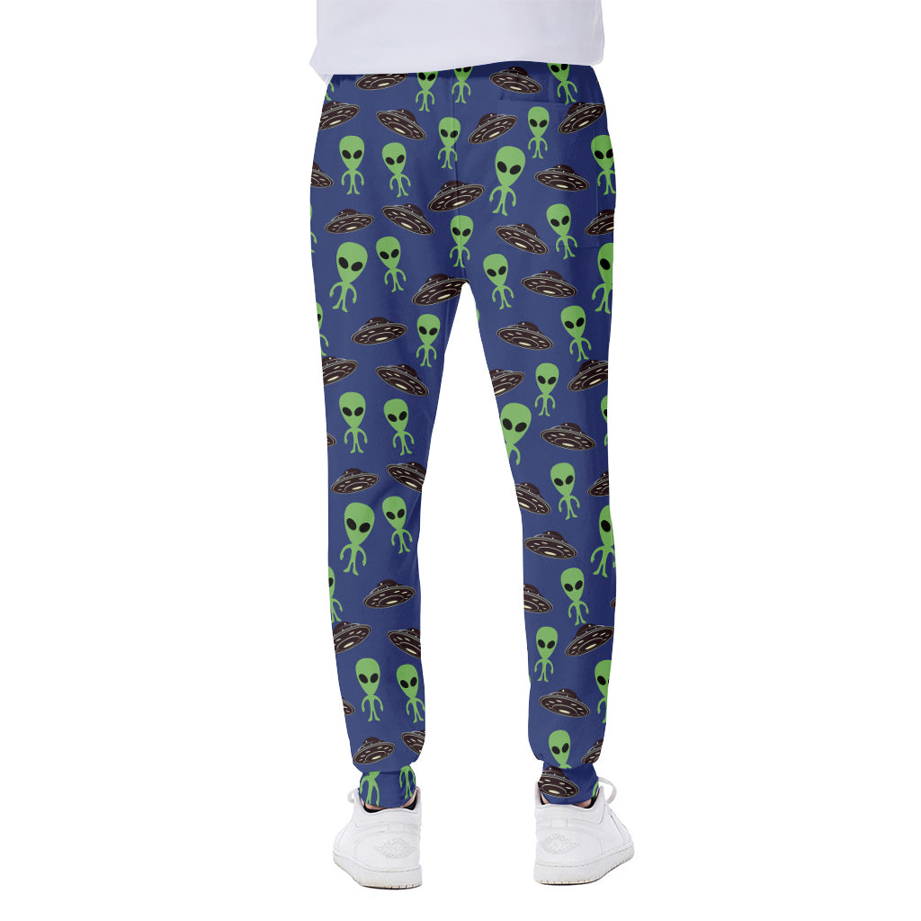 Cute Green Alien UFO Print Scuba Joggers