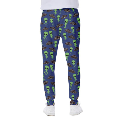 Cute Green Alien UFO Print Scuba Joggers