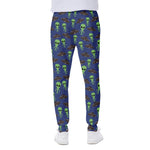 Cute Green Alien UFO Print Scuba Joggers