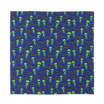 Cute Green Alien UFO Print Silk Bandana