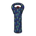 Cute Green Alien UFO Print Single Neoprene Wine Tote