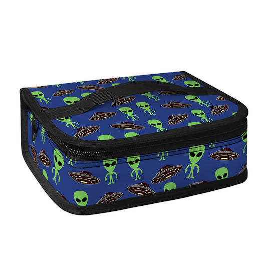 Cute Green Alien UFO Print Small Lunch Bag