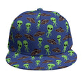 Cute Green Alien UFO Print Snapback Cap
