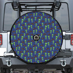 Cute Green Alien UFO Print Tire Cover With Camera Hole