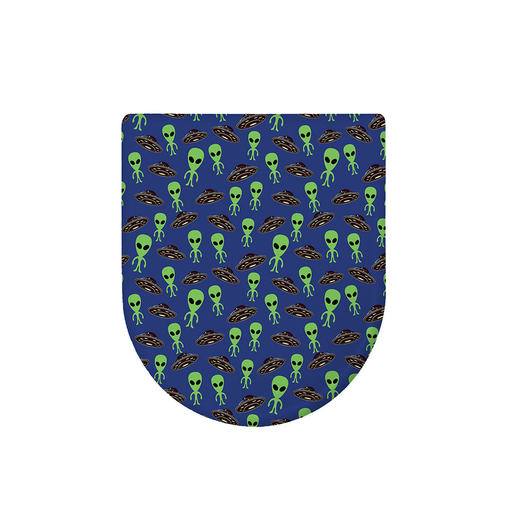 Cute Green Alien UFO Print Toilet Lid Cover