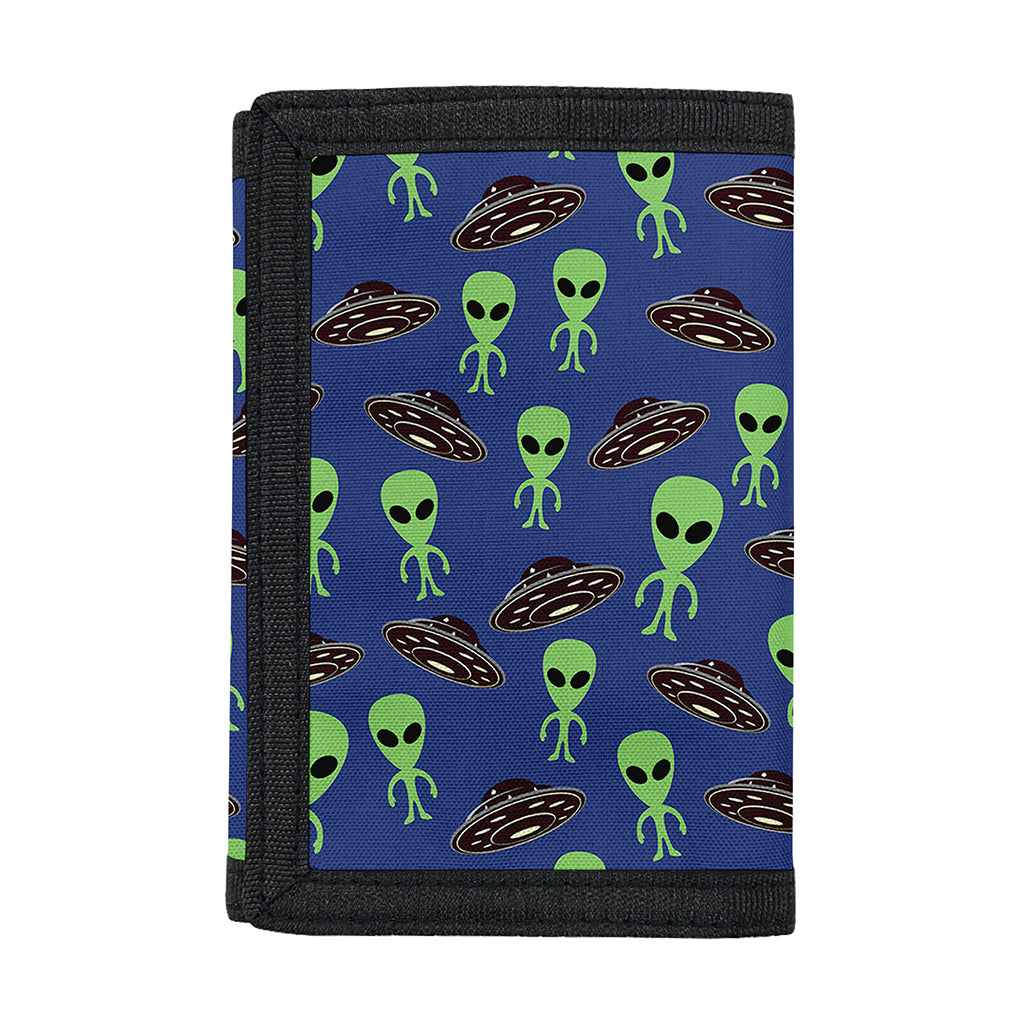 Cute Green Alien UFO Print Trifold Wallet