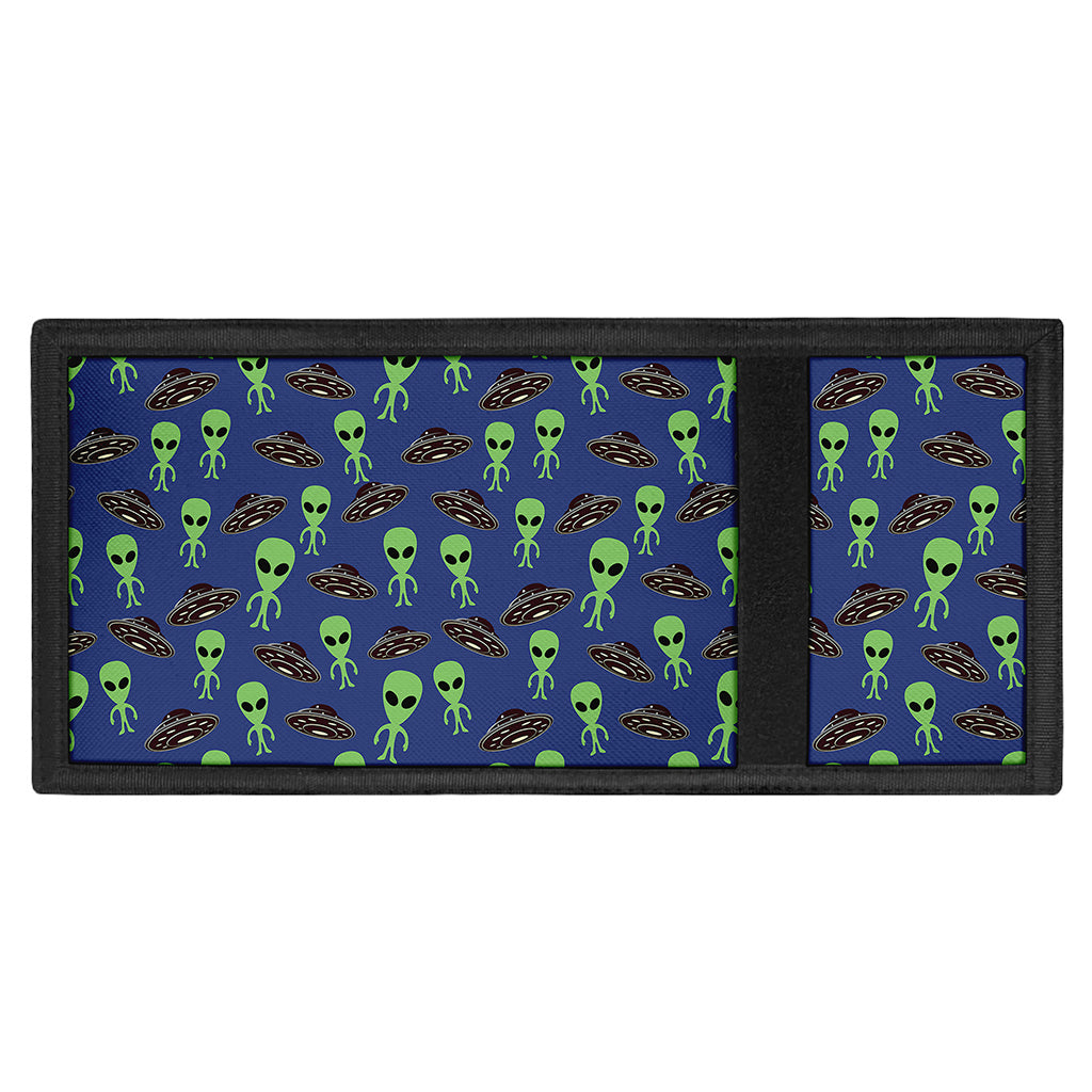 Cute Green Alien UFO Print Trifold Wallet