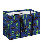 Cute Green Alien UFO Print Utility Tote Bag