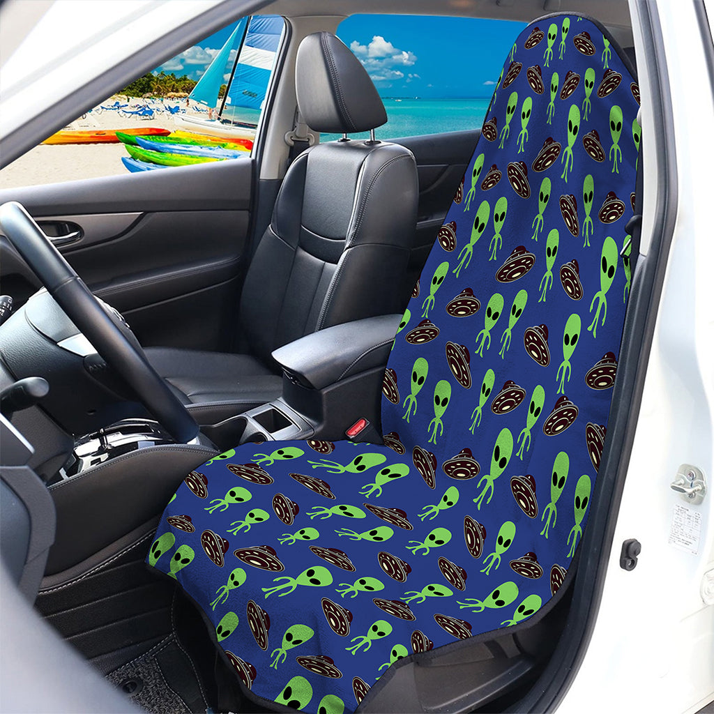 Cute Green Alien UFO Print Waterproof Car Seat Cover