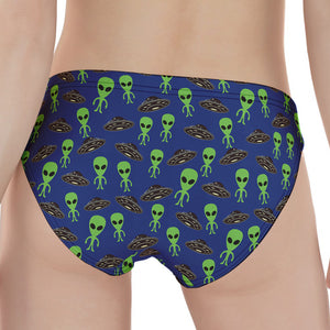 Cute Green Alien UFO Print Women's Panties