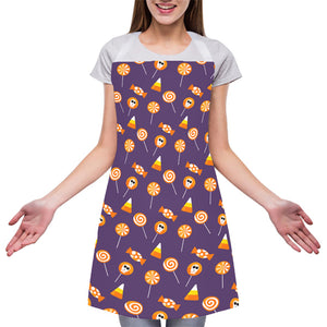 Cute Halloween Candy Pattern Print Adjustable Apron