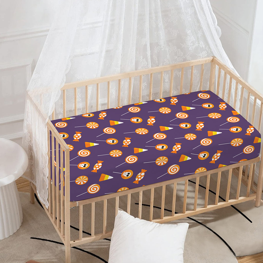 Cute Halloween Candy Pattern Print Baby Crib Sheet