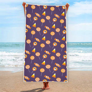 Cute Halloween Candy Pattern Print Beach Towel