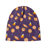 Cute Halloween Candy Pattern Print Beanie