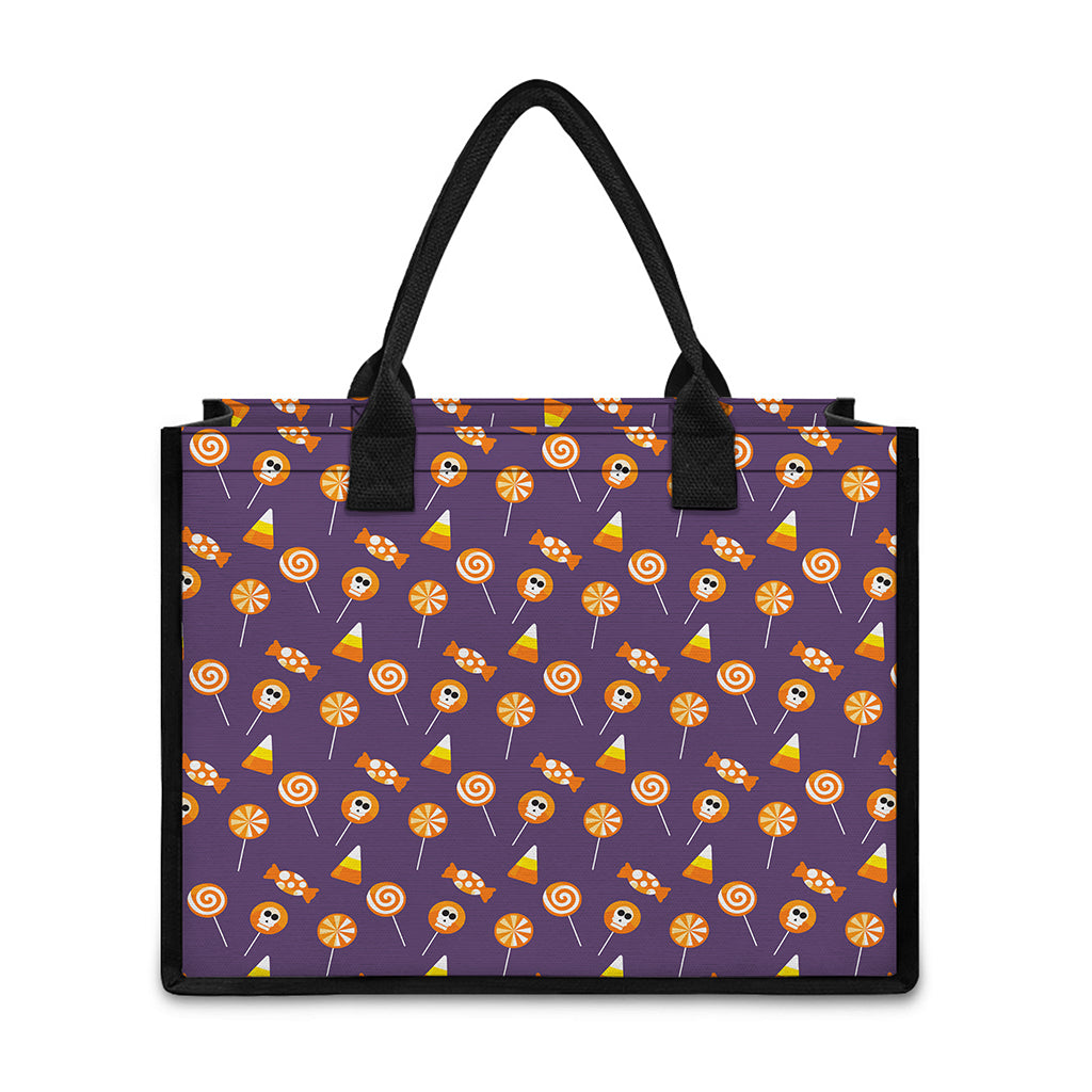 Cute Halloween Candy Pattern Print Canvas Tote Bag