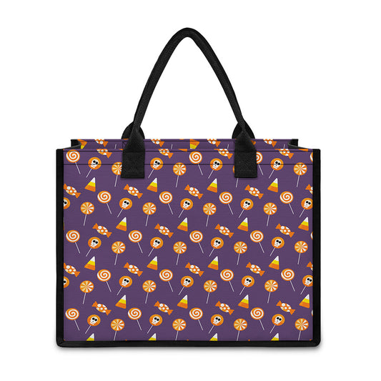 Cute Halloween Candy Pattern Print Canvas Tote Bag