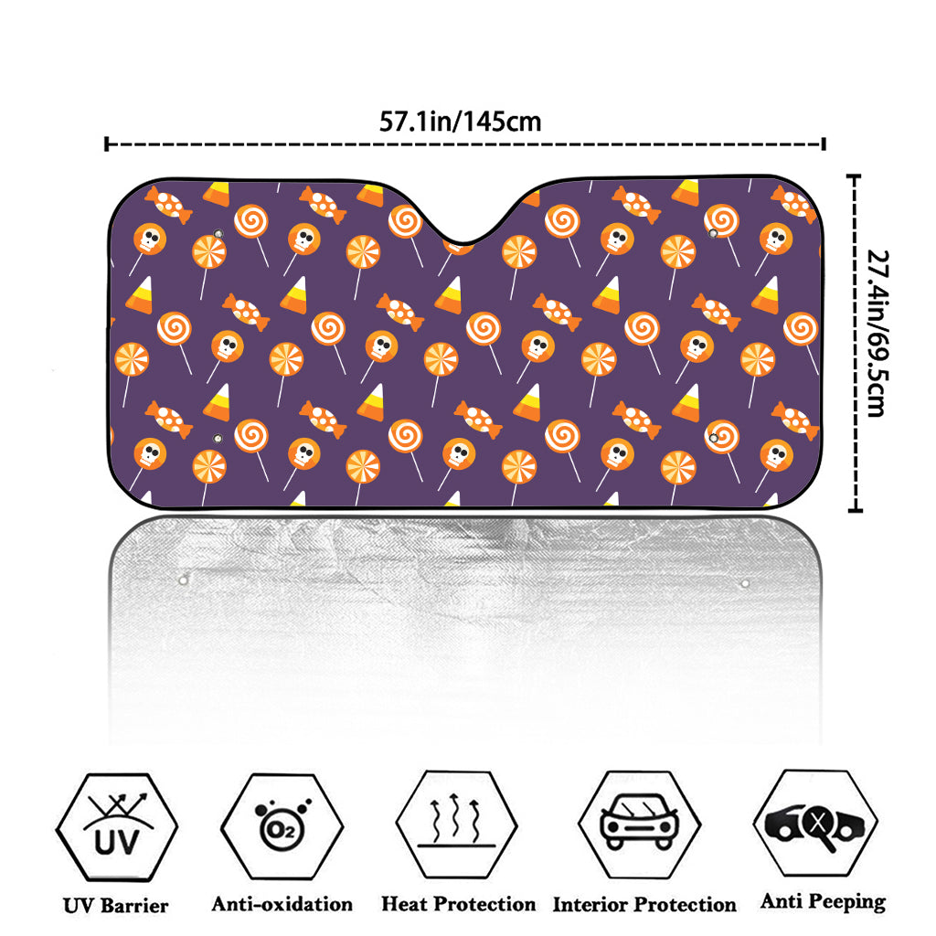 Cute Halloween Candy Pattern Print Car Windshield Sun Shade