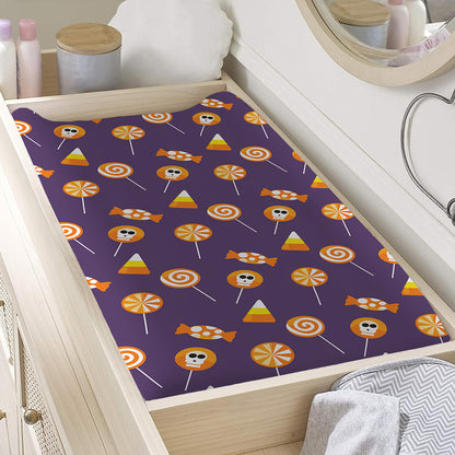 Cute Halloween Candy Pattern Print Changing Pad Cover