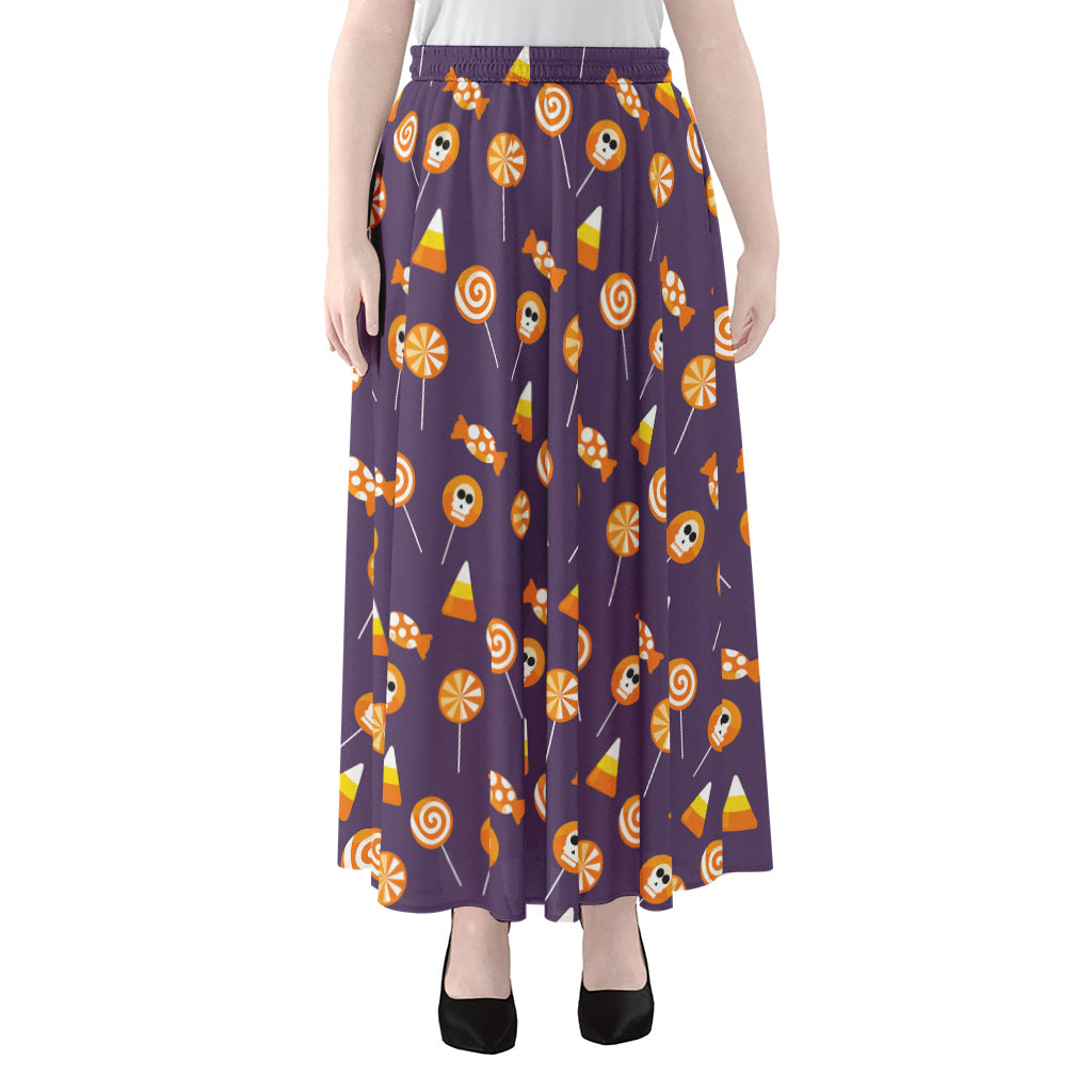 Cute Halloween Candy Pattern Print Chiffon Maxi Skirt