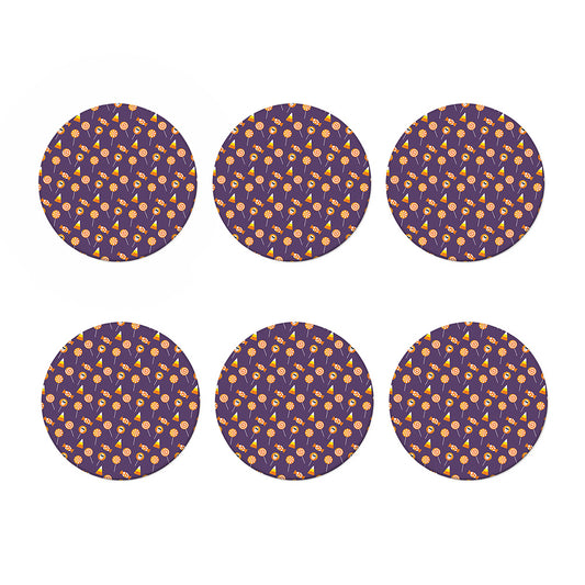 Cute Halloween Candy Pattern Print Coaster Set