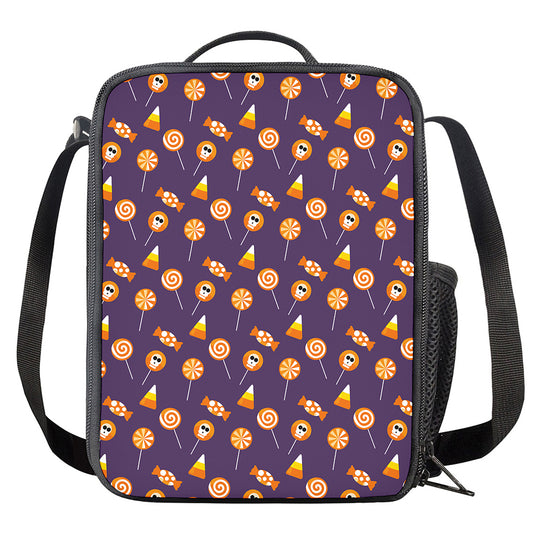 Cute Halloween Candy Pattern Print Crossbody Lunch Bag