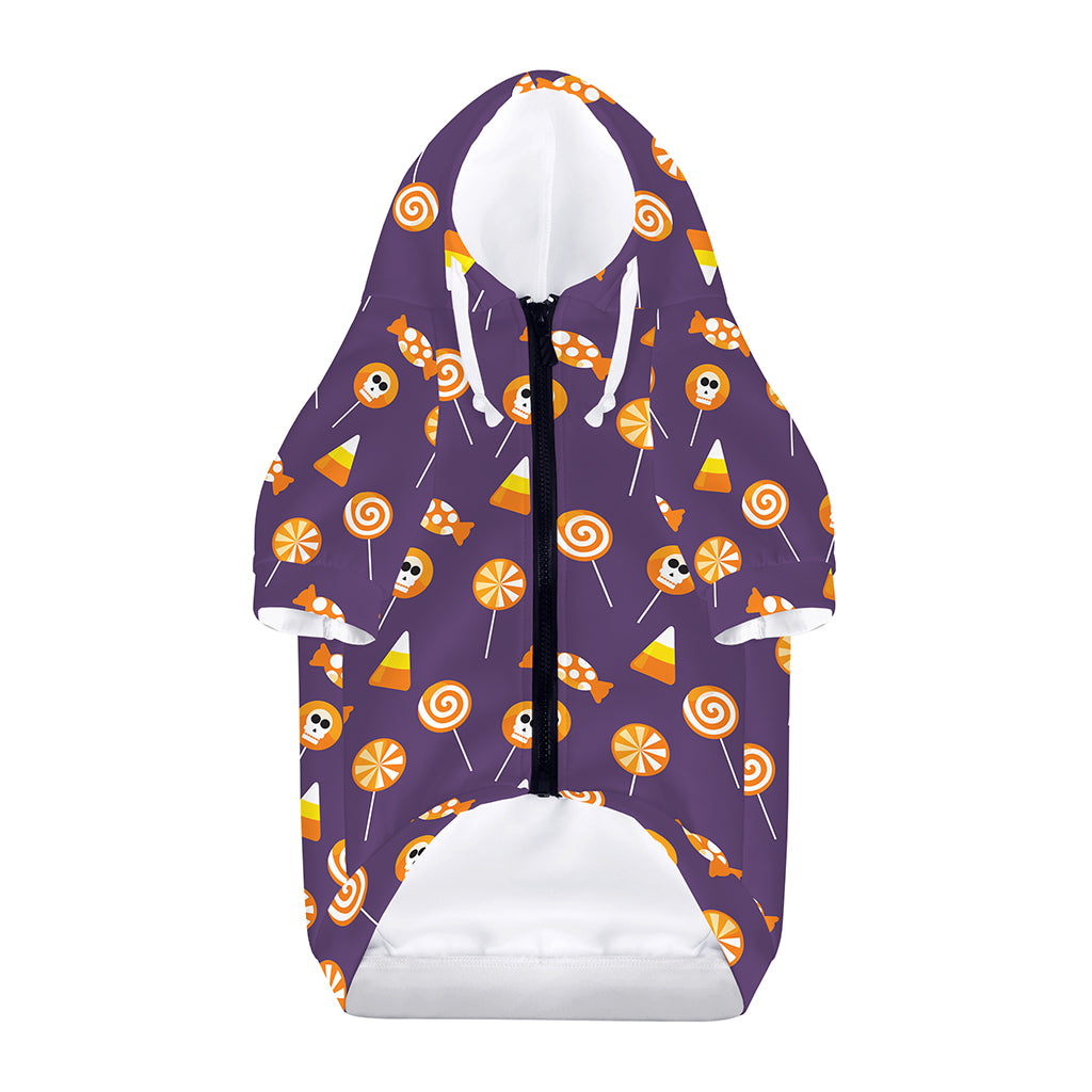 Cute Halloween Candy Pattern Print Dog Zip Up Hoodie